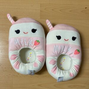 Squishmallows Pink and White Milk Plush Slippers